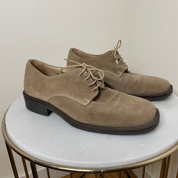 Antica Cuoieria Shoemaker's Mens Suede Tan Oxford Shoes Sz 9 Made in Italy - Picture 3 of 9